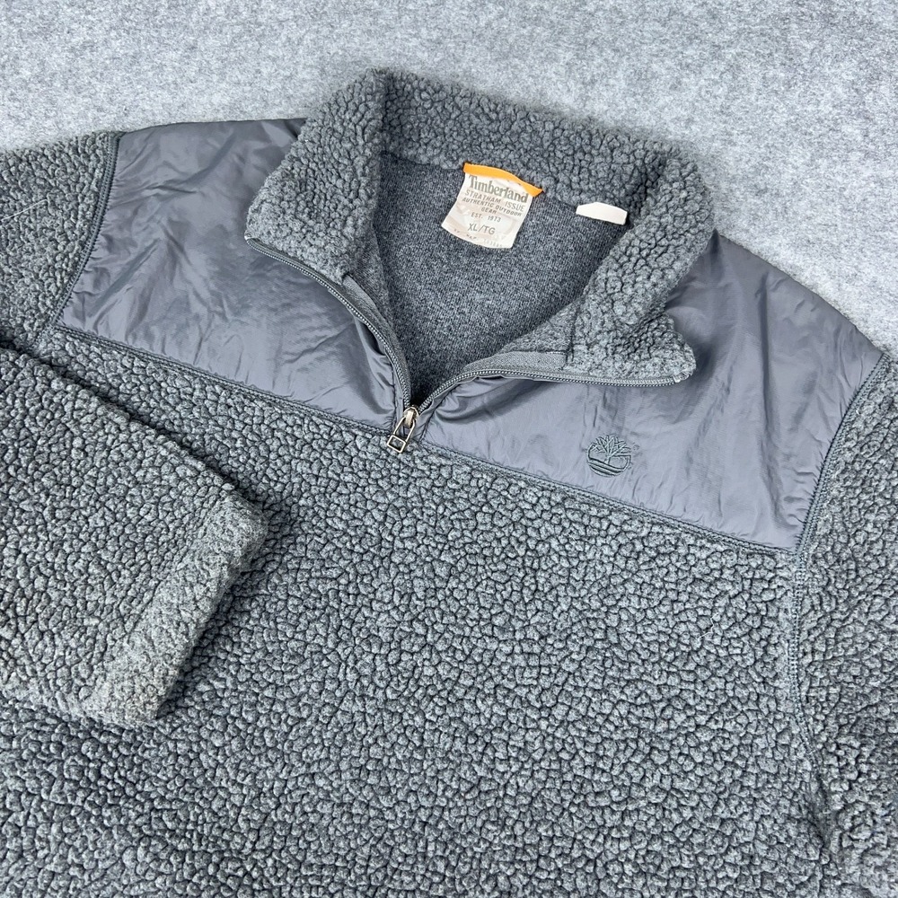 Timberland Sweater Mens XL Gray‎ Stratham Issue 1/4 Zip Sherpa Pullover Outdoors